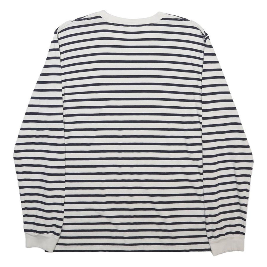 CARHARTT Mens White & Navy Striped Modern T-Shirt M Long Sleeve Crew Neck