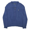 POLO RALPH LAUREN Mens Blue Plain Pullover Crew Neck Basic Knit L Cotton Jumper