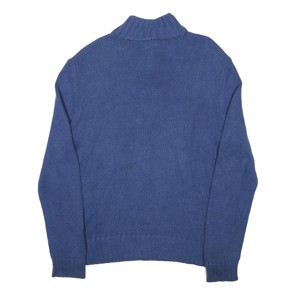 POLO RALPH LAUREN Mens Blue Plain Pullover Crew Neck Basic Knit L Cotton Jumper