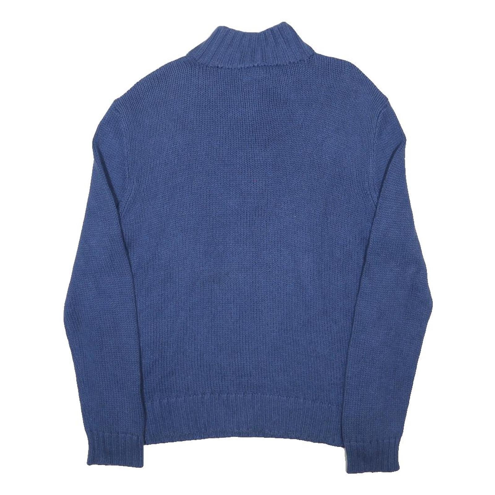 POLO RALPH LAUREN Mens Blue Plain Pullover Crew Neck Basic Knit L Cotton Jumper
