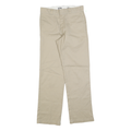 DICKIES Mens Beige Cotton Blend Regular Straight Trousers W30 L32 Workwear Zip