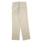DICKIES Mens Beige Cotton Blend Regular Straight Trousers W30 L32 Workwear Zip