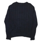 NAUTICA Mens Navy Patterned Cotton Blend Jumper Crew Neck Cable Knit L Stylish