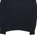 NAUTICA Mens Navy Patterned Cotton Blend Jumper Crew Neck Cable Knit L Stylish