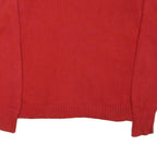 POLO RALPH LAUREN Mens Red Plain Jumper Crew Neck Basic Knit L Cotton Blend