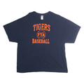 GILDEN Mens Navy Blue Tigers Baseball Graphic T-Shirt 2XL Short Sleeve Crew Neck