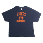 GILDEN Mens Navy Blue Tigers Baseball Graphic T-Shirt 2XL Short Sleeve Crew Neck
