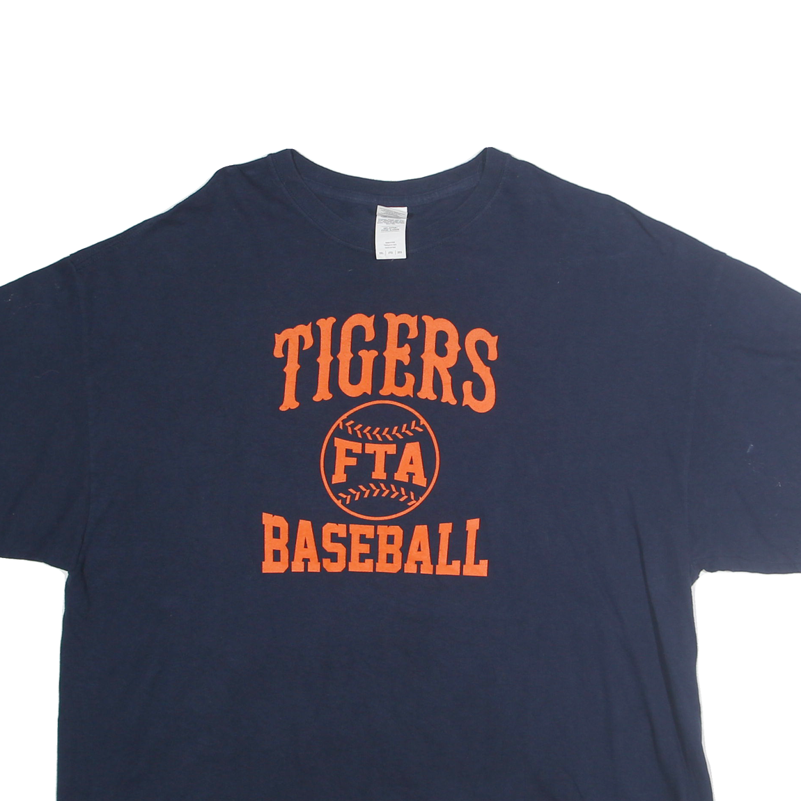 GILDEN Mens Navy Blue Tigers Baseball Graphic T-Shirt 2XL Short Sleeve Crew Neck