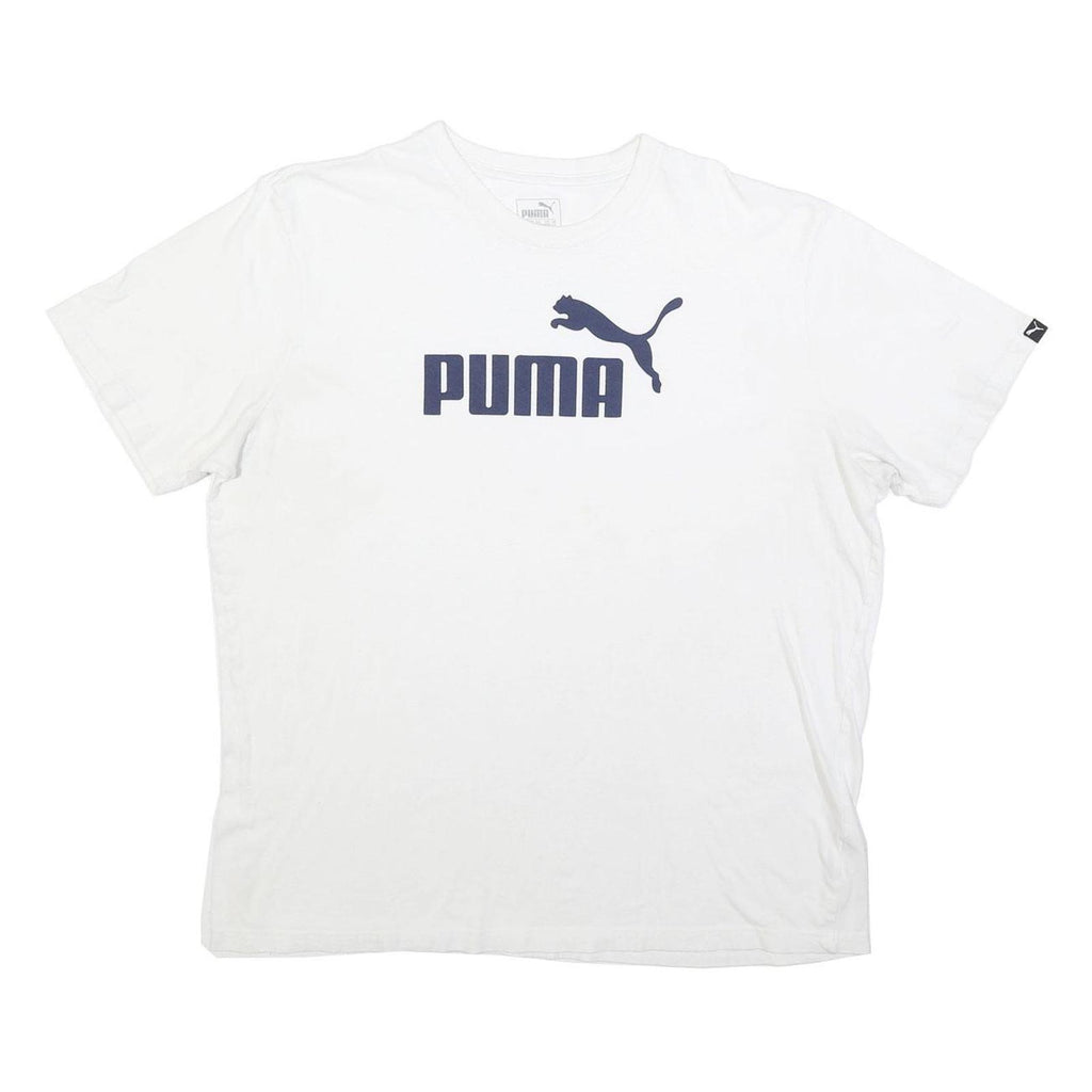 PUMA Mens White Graphic T-Shirt 2XL Short Sleeve Crew Neck Cotton Blend Logo