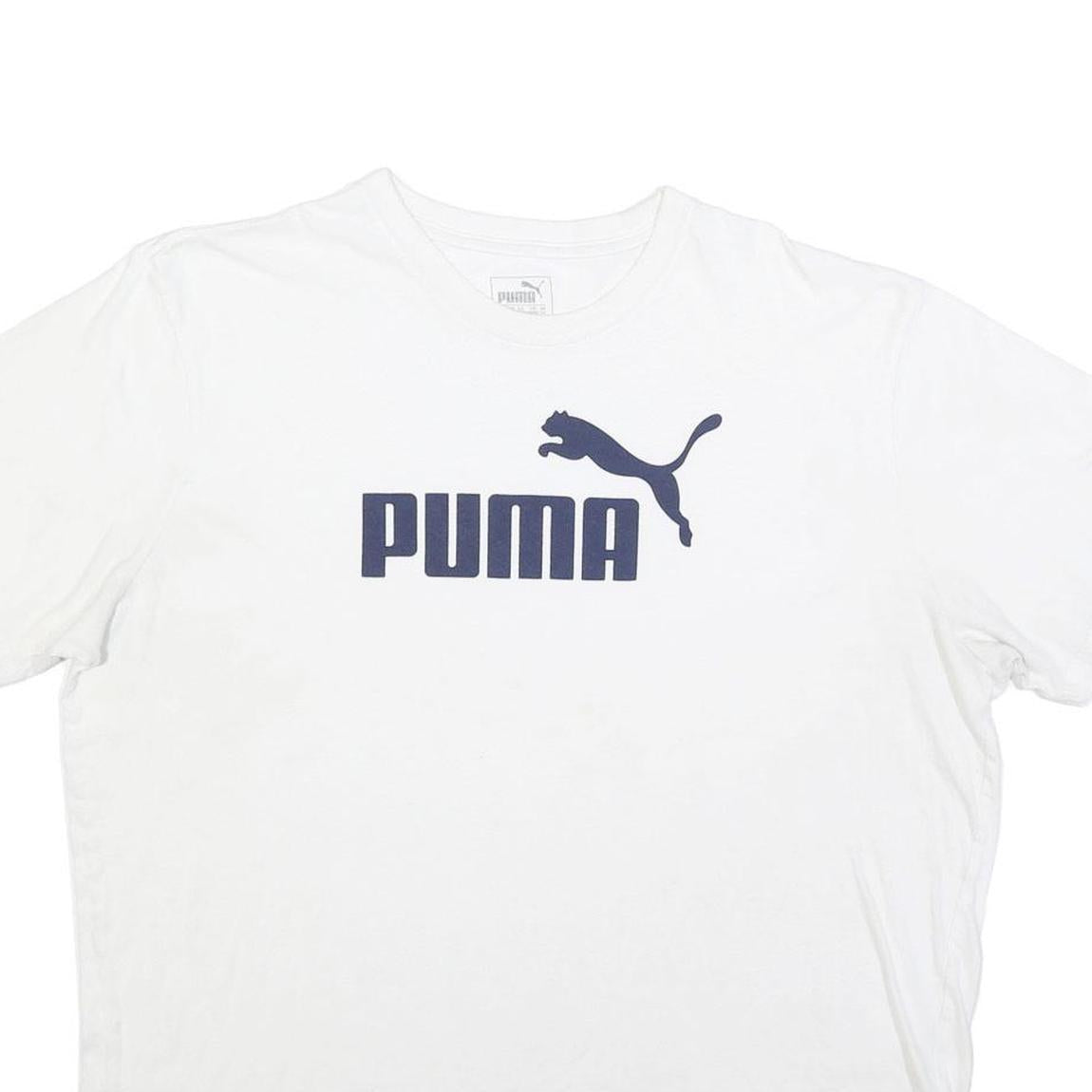 PUMA Mens White Graphic T-Shirt 2XL Short Sleeve Crew Neck Cotton Blend Logo