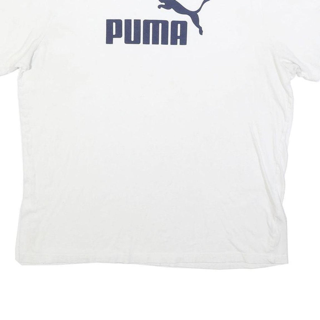 PUMA Mens White Graphic T-Shirt 2XL Short Sleeve Crew Neck Cotton Blend Logo