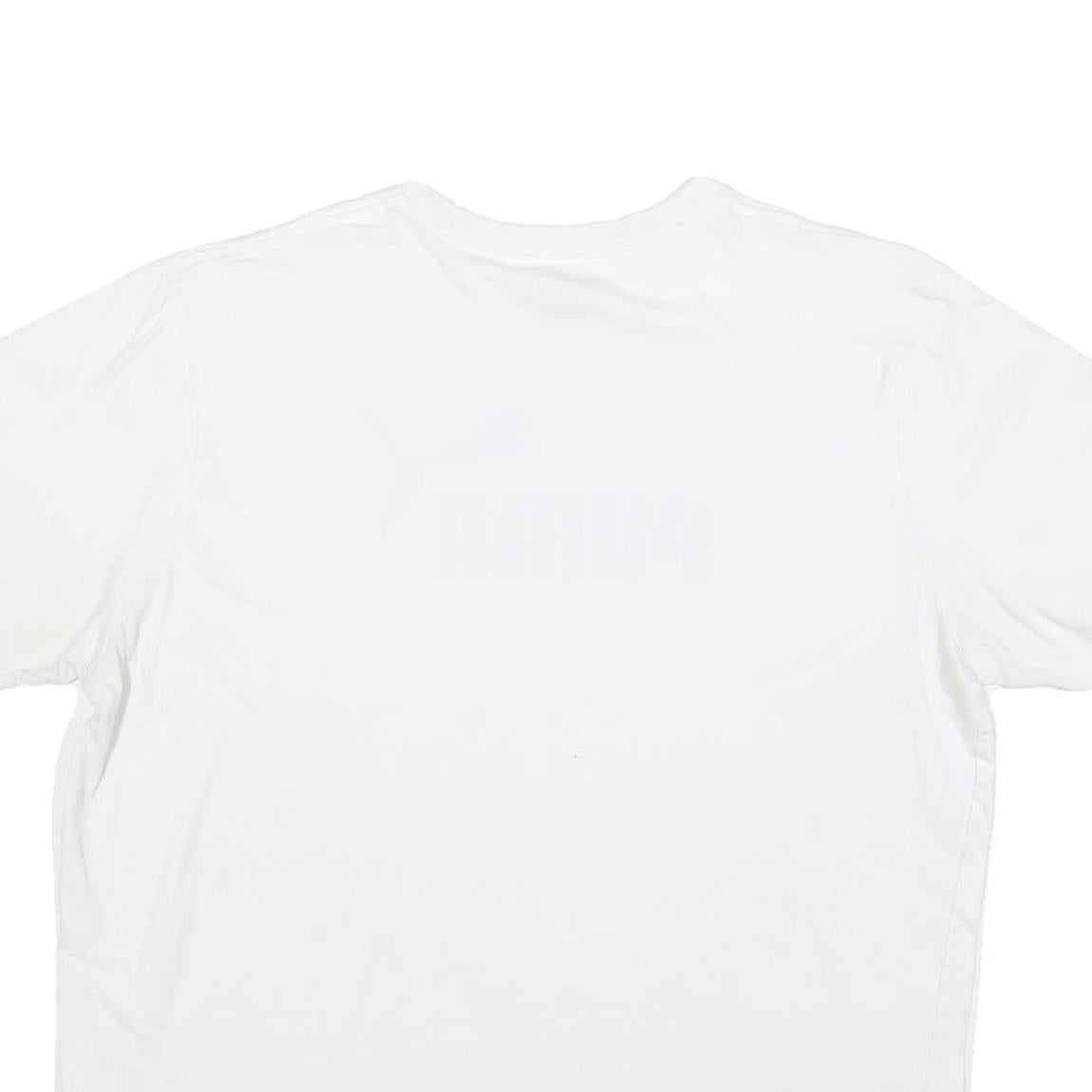 PUMA Mens White Graphic T-Shirt 2XL Short Sleeve Crew Neck Cotton Blend Logo