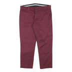 TOMMY HILFIGER Mens Cotton Blend Slim Burgundy Slim Trousers W33 L25 Casual