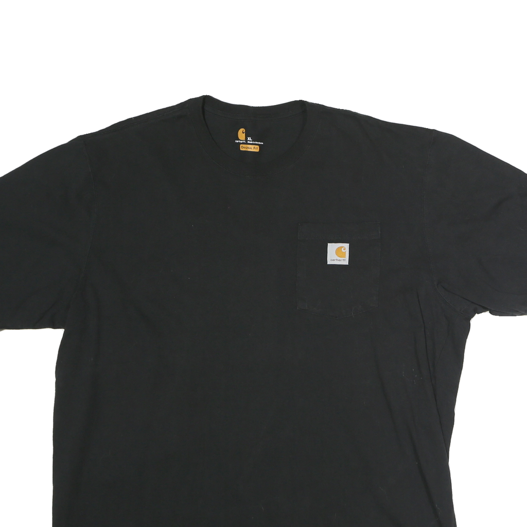 CARHARTT Mens Black T-Shirt XL Short Sleeve Crew Neck Workwear Pocket Logo