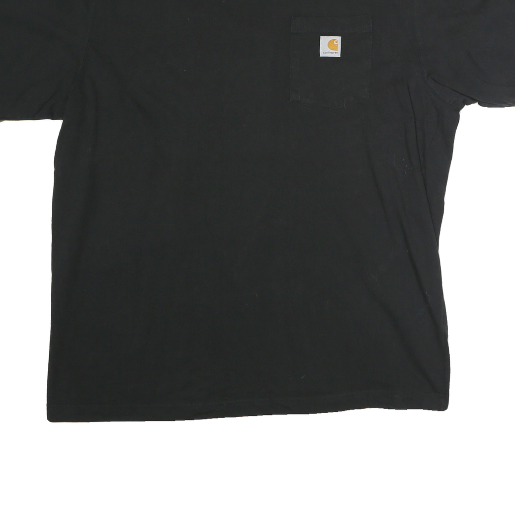 CARHARTT Mens Black T-Shirt XL Short Sleeve Crew Neck Workwear Pocket Logo