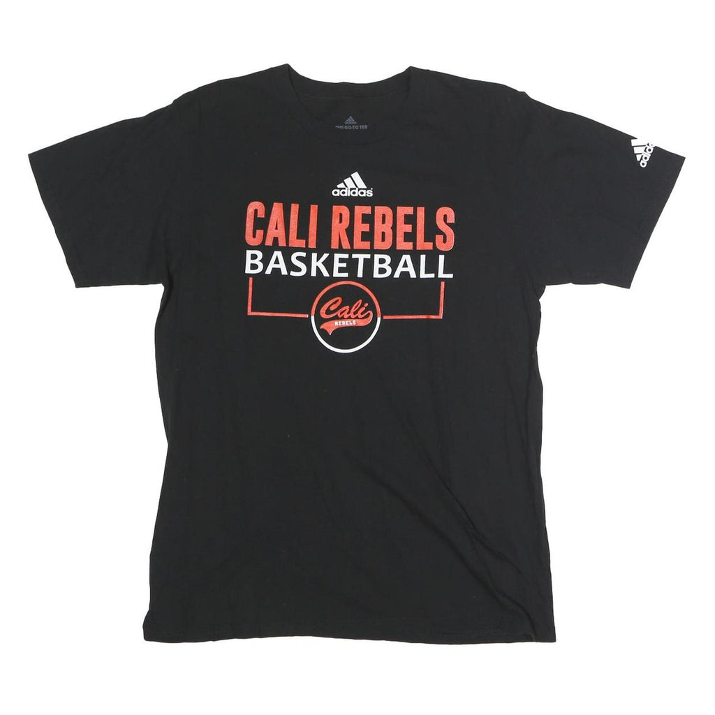 ADIDAS Mens Black Cali Rebels Basketball Graphic T-Shirt L Short Sleeve Crew