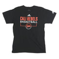 ADIDAS Mens Black Cali Rebels Basketball Graphic T-Shirt L Short Sleeve Crew