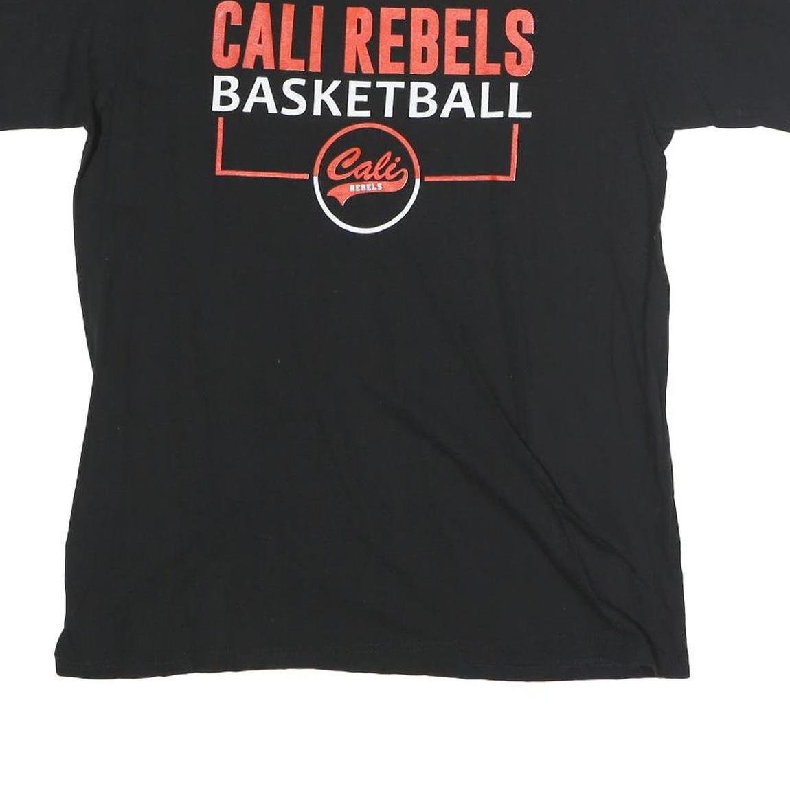 ADIDAS Mens Black Cali Rebels Basketball Graphic T-Shirt L Short Sleeve Crew