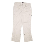 Womens Cream Cotton Blend Regular Fit Straight Leg Trousers W34 L32 Casual Wear