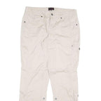 Womens Cream Cotton Blend Regular Fit Straight Leg Trousers W34 L32 Casual Wear