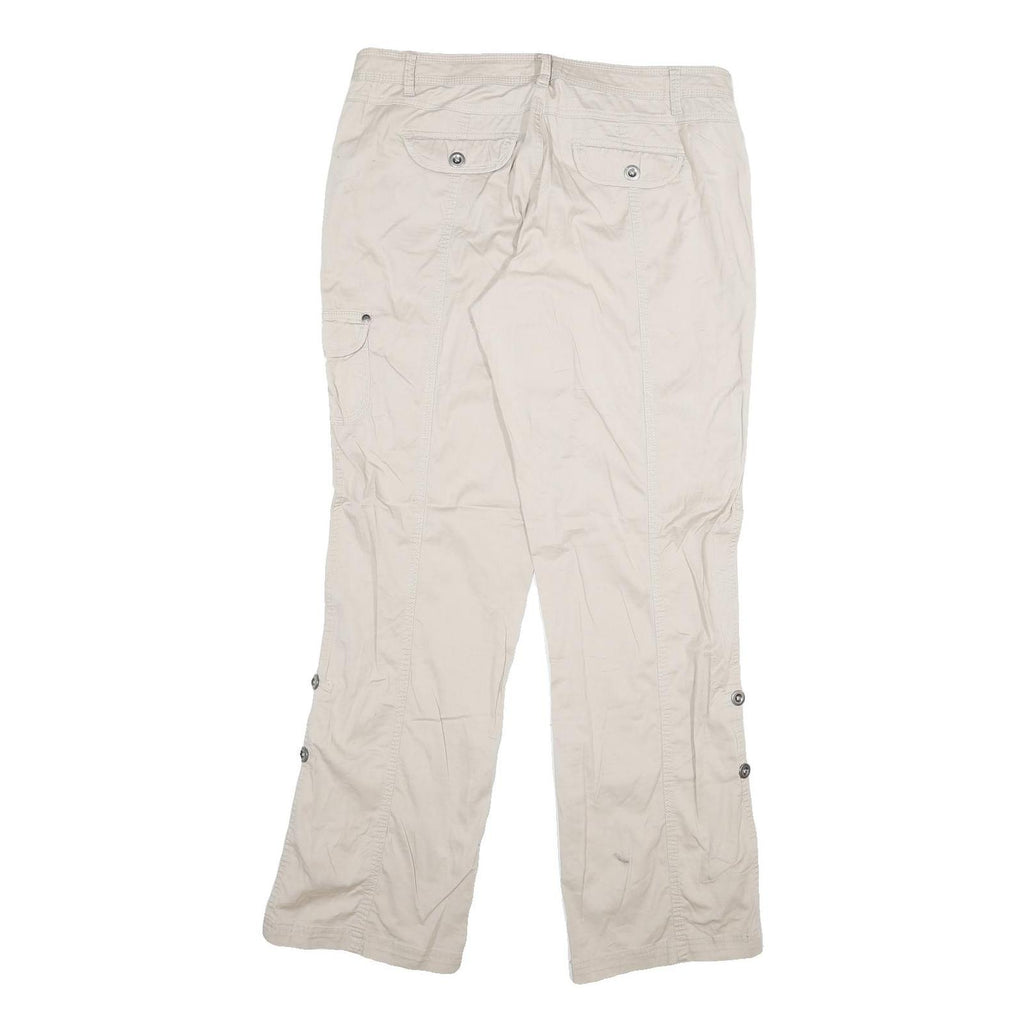 Womens Cream Cotton Blend Regular Fit Straight Leg Trousers W34 L32 Casual Wear