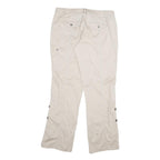 Womens Cream Cotton Blend Regular Fit Straight Leg Trousers W34 L32 Casual Wear