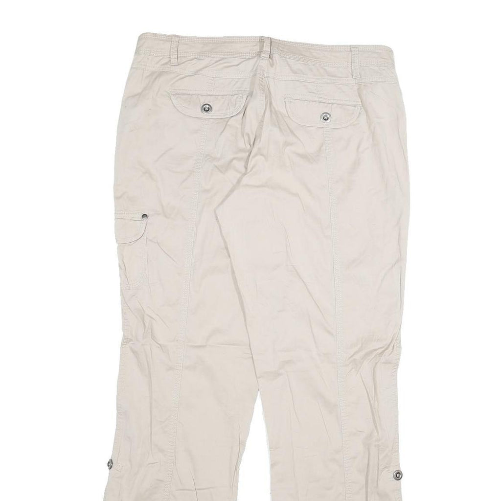 Womens Cream Cotton Blend Regular Fit Straight Leg Trousers W34 L32 Casual Wear