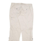 Womens Cream Cotton Blend Regular Fit Straight Leg Trousers W34 L32 Casual Wear