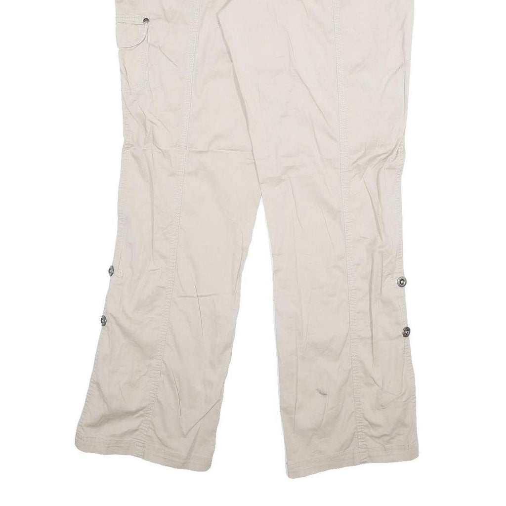 Womens Cream Cotton Blend Regular Fit Straight Leg Trousers W34 L32 Casual Wear