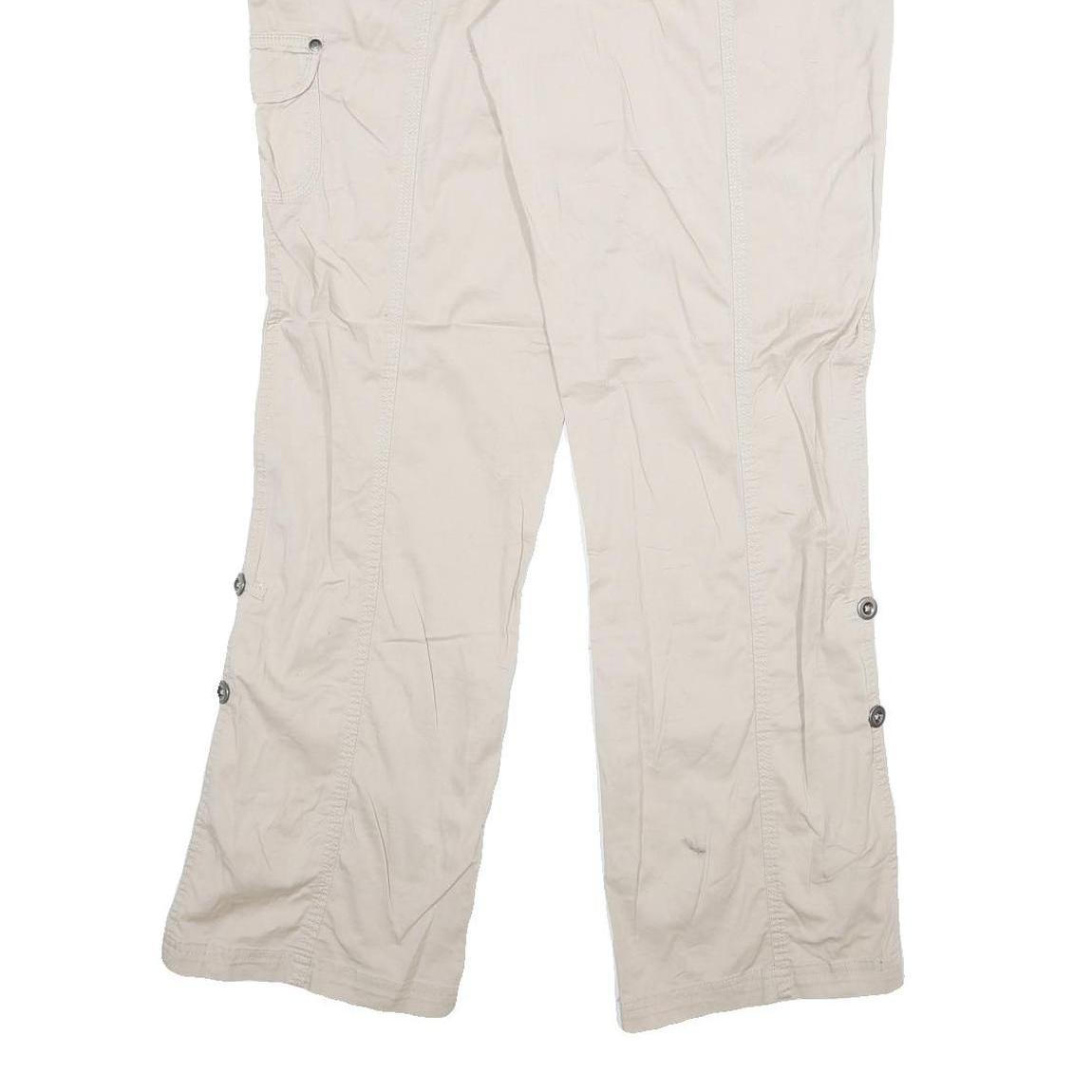 Womens Cream Cotton Blend Regular Fit Straight Leg Trousers W34 L32 Casual Wear