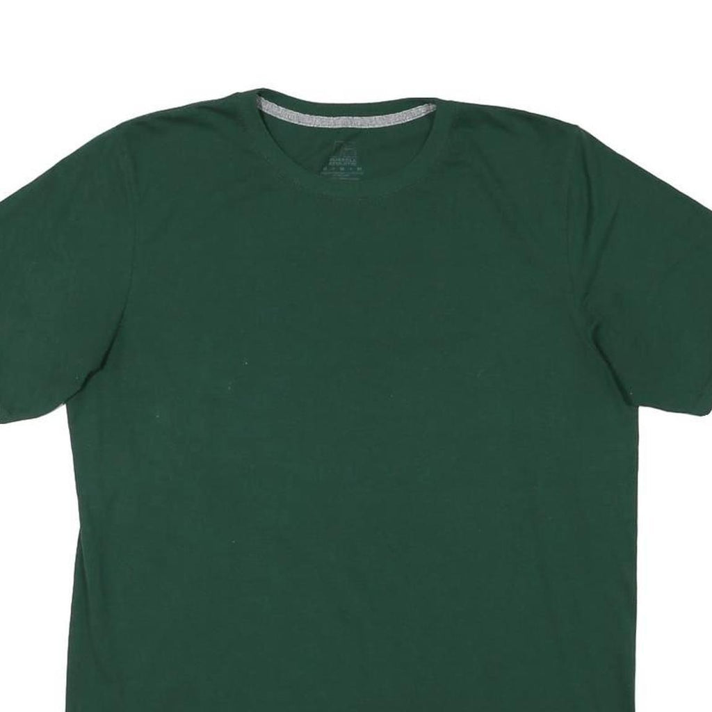 RUSSELL ATHLETIC Mens Green Cotton Blend T-Shirt M Short Sleeve Crew Neck Plain