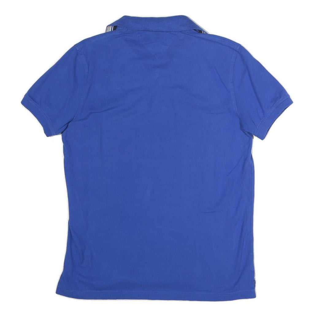TOMMY HILFIGER Mens Blue Slim Fit Short Sleeve Polo Shirt L Cotton Classic