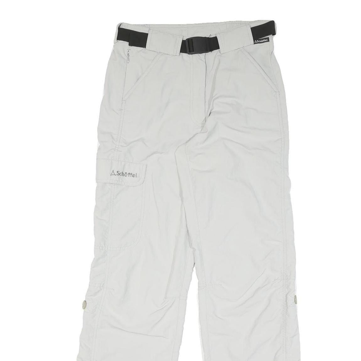 SCHOFFEL Mens Regular Fit Light Grey Polyester Blend Zip Trousers W30 L32