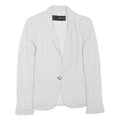 ZARA Womens Light Grey Button Jacket XS Cotton Blend Plain Casual Timeless
