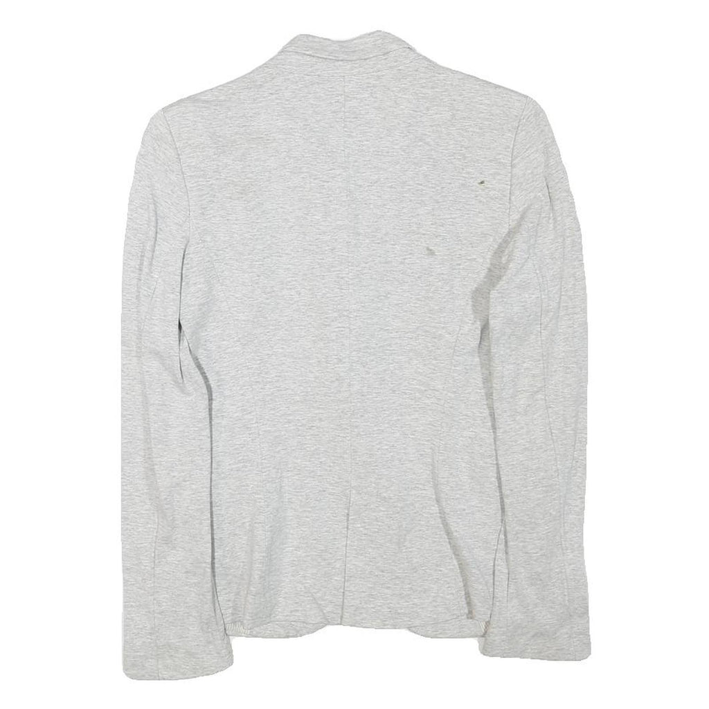ZARA Womens Light Grey Button Jacket XS Cotton Blend Plain Casual Timeless