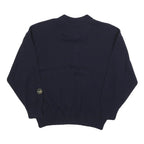 BORT Mens Navy Plain Wool Blend Pullover Jumper 2XL Button Neck Relaxed Fit