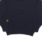 BORT Mens Navy Plain Wool Blend Pullover Jumper 2XL Button Neck Relaxed Fit