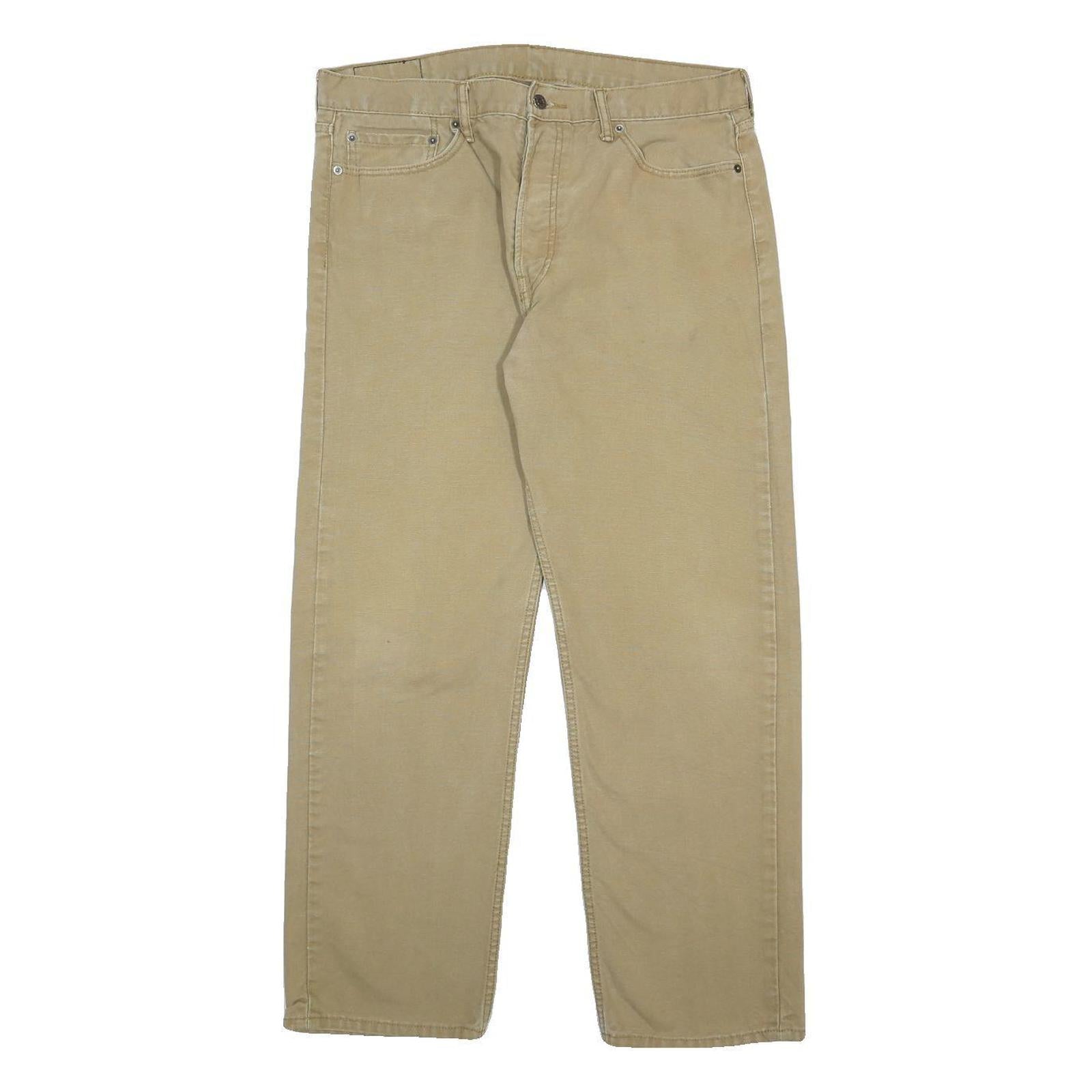LEVI'S Mens Cotton Beige Regular Straight Trousers W36 L32 Classic Fit Comfort