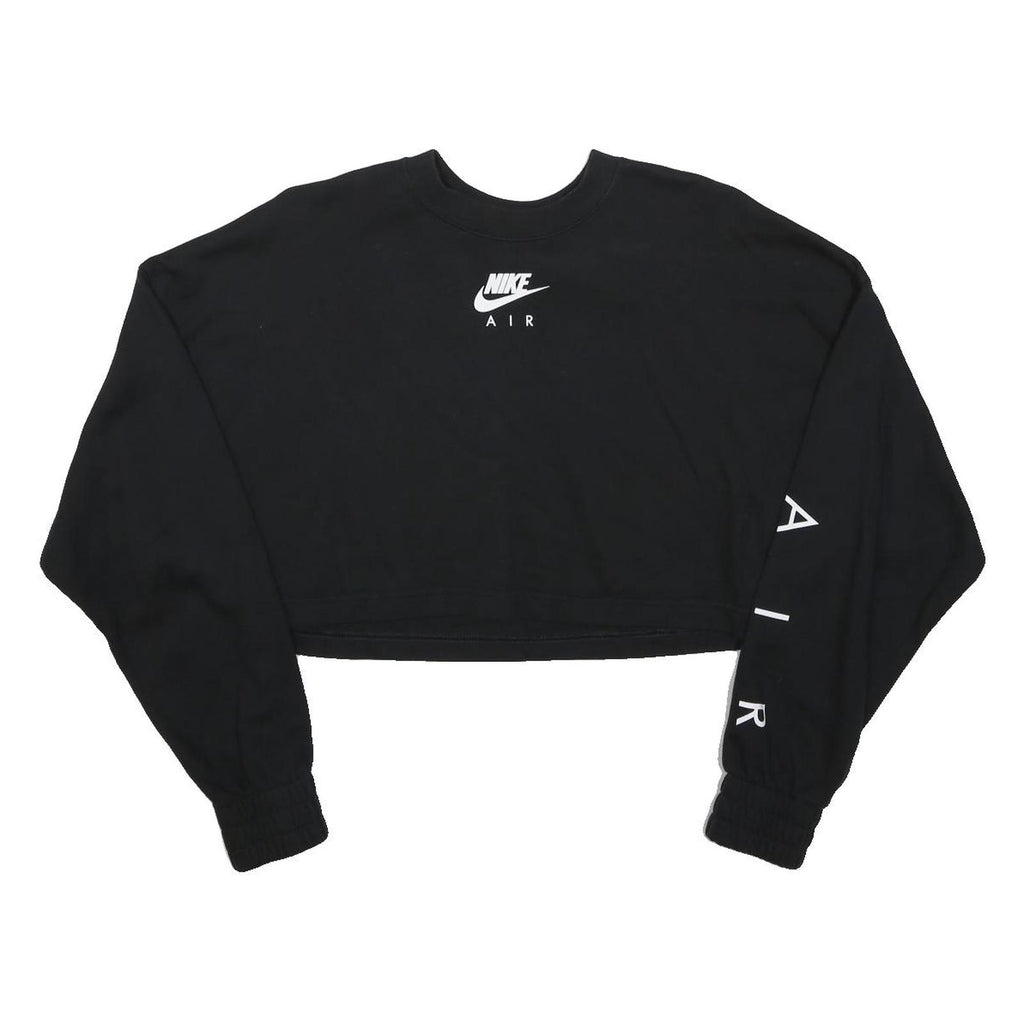 NIKE Womens Black Crew Neck S Crop Sweatshirt Air Logo Cotton Blend Casual
