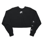 NIKE Womens Black Crew Neck S Crop Sweatshirt Air Logo Cotton Blend Casual