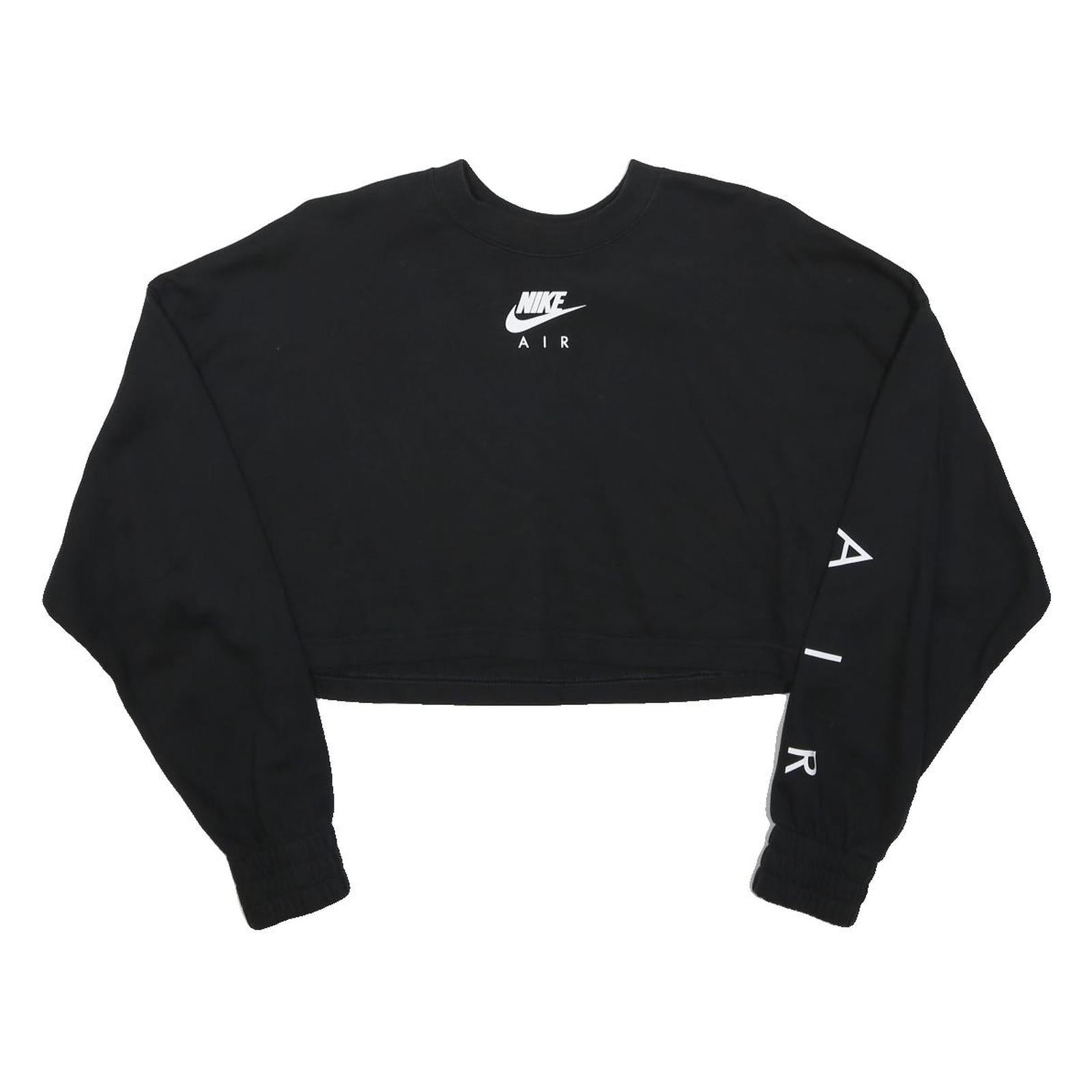 NIKE Womens Black Crew Neck S Crop Sweatshirt Air Logo Cotton Blend Casual