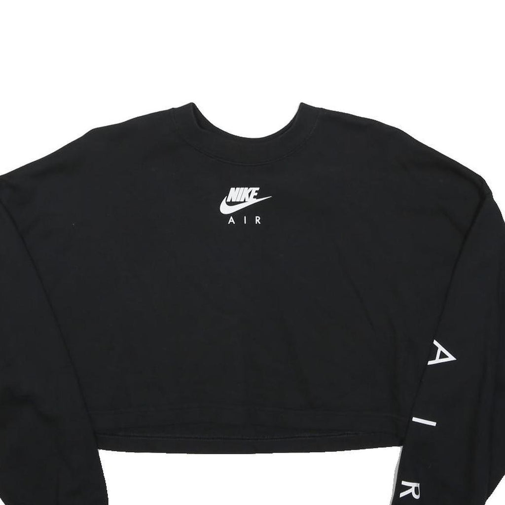 NIKE Womens Black Crew Neck S Crop Sweatshirt Air Logo Cotton Blend Casual