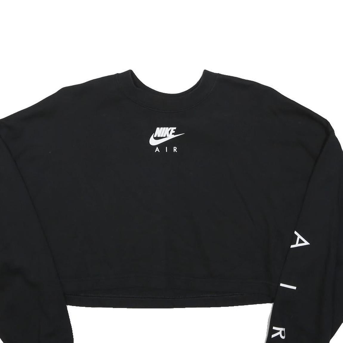 NIKE Womens Black Crew Neck S Crop Sweatshirt Air Logo Cotton Blend Casual
