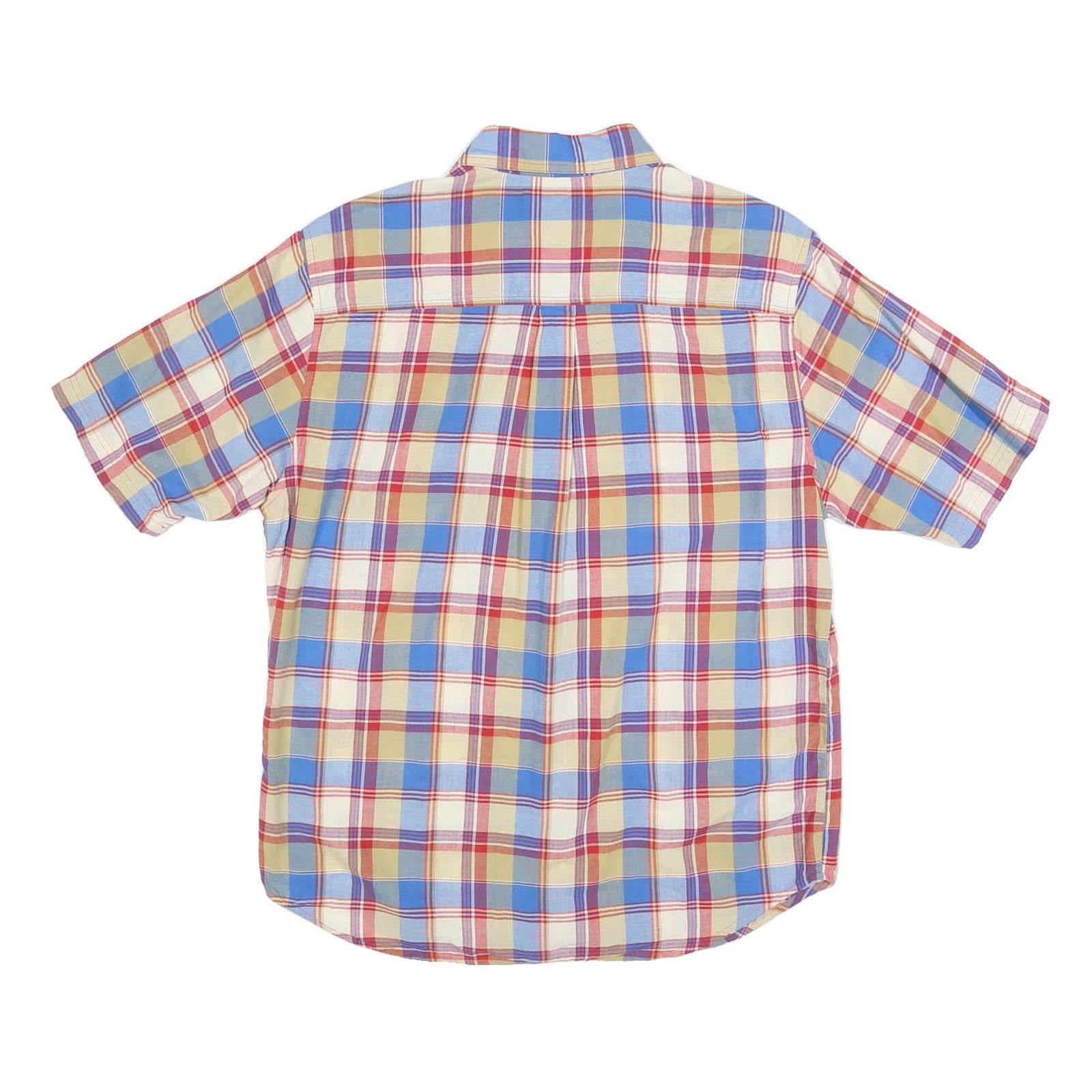 WOOLRICH Mens Blue Beige Red Check Shirt M Cotton Short Sleeve Casual