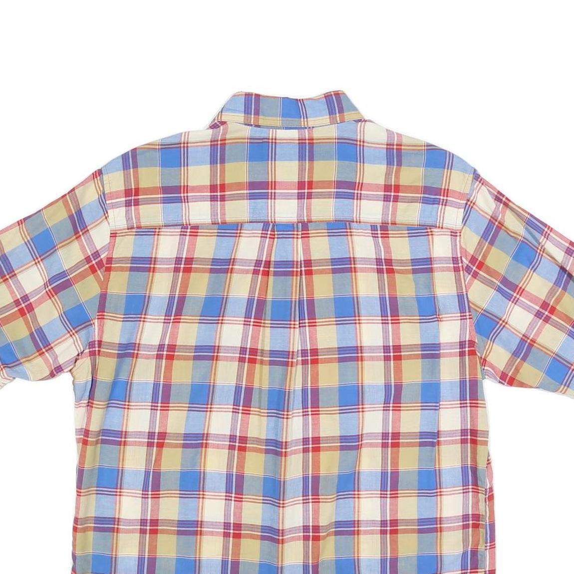 WOOLRICH Mens Blue Beige Red Check Shirt M Cotton Short Sleeve Casual