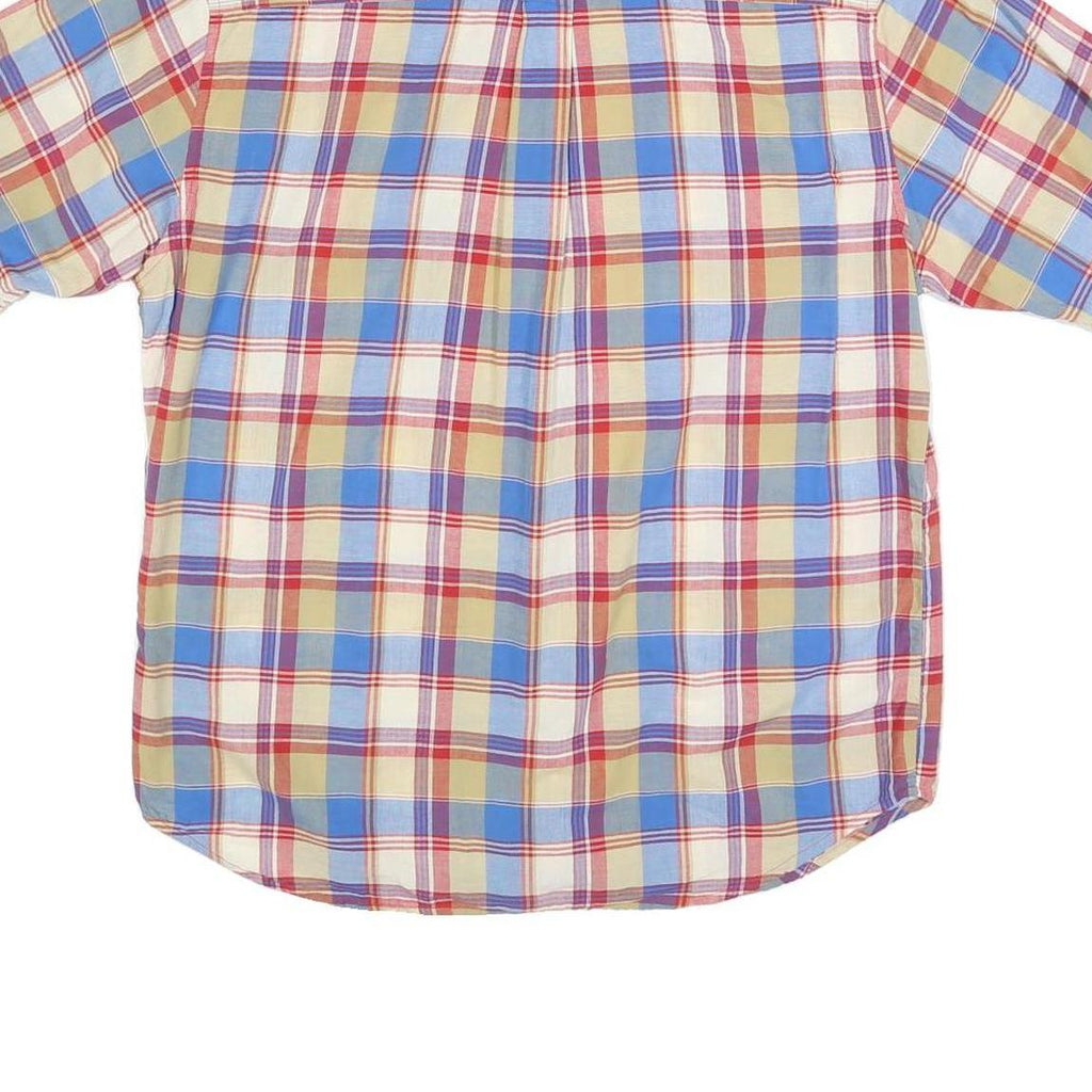 WOOLRICH Mens Blue Beige Red Check Shirt M Cotton Short Sleeve Casual