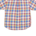 WOOLRICH Mens Blue Beige Red Check Shirt M Cotton Short Sleeve Casual