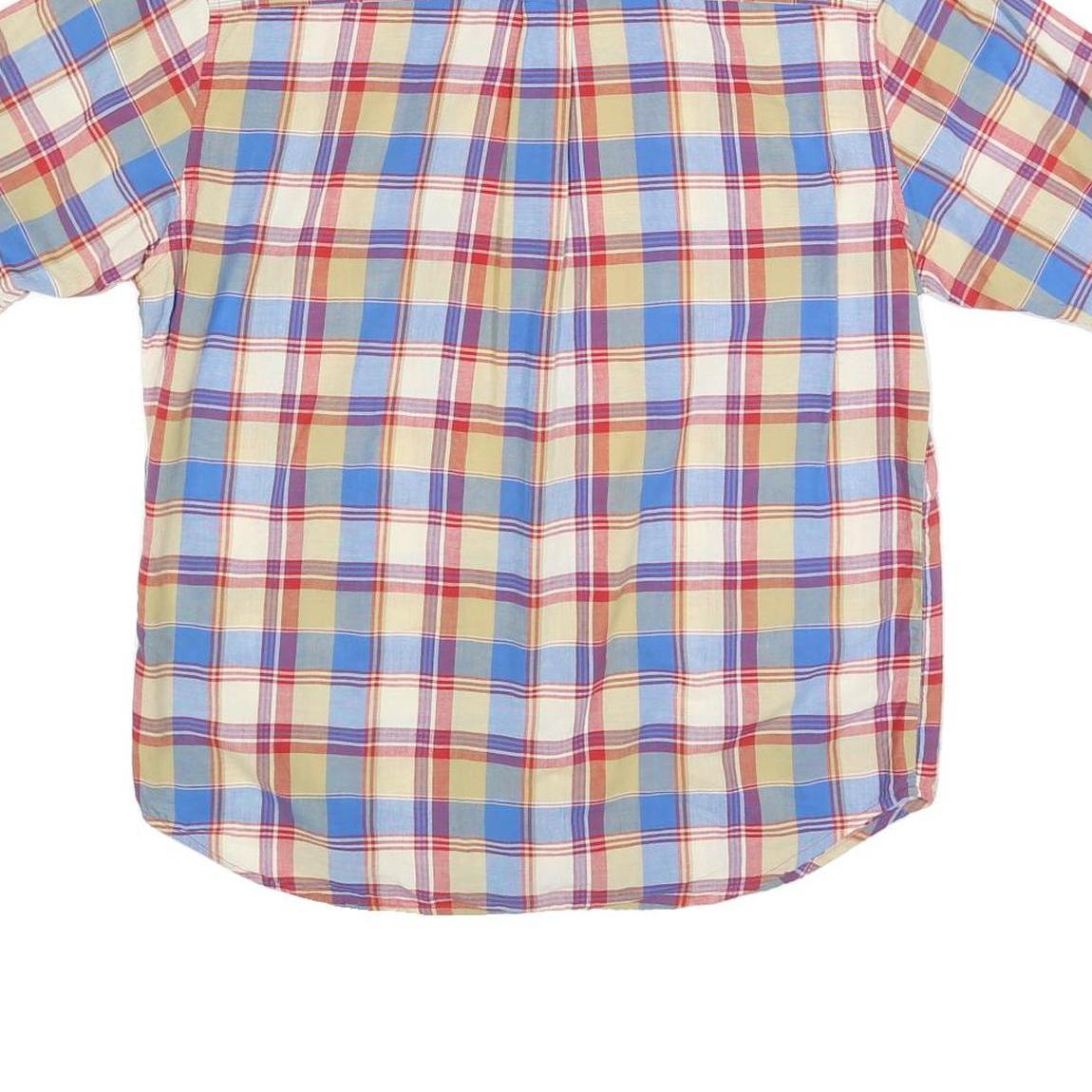 WOOLRICH Mens Blue Beige Red Check Shirt M Cotton Short Sleeve Casual