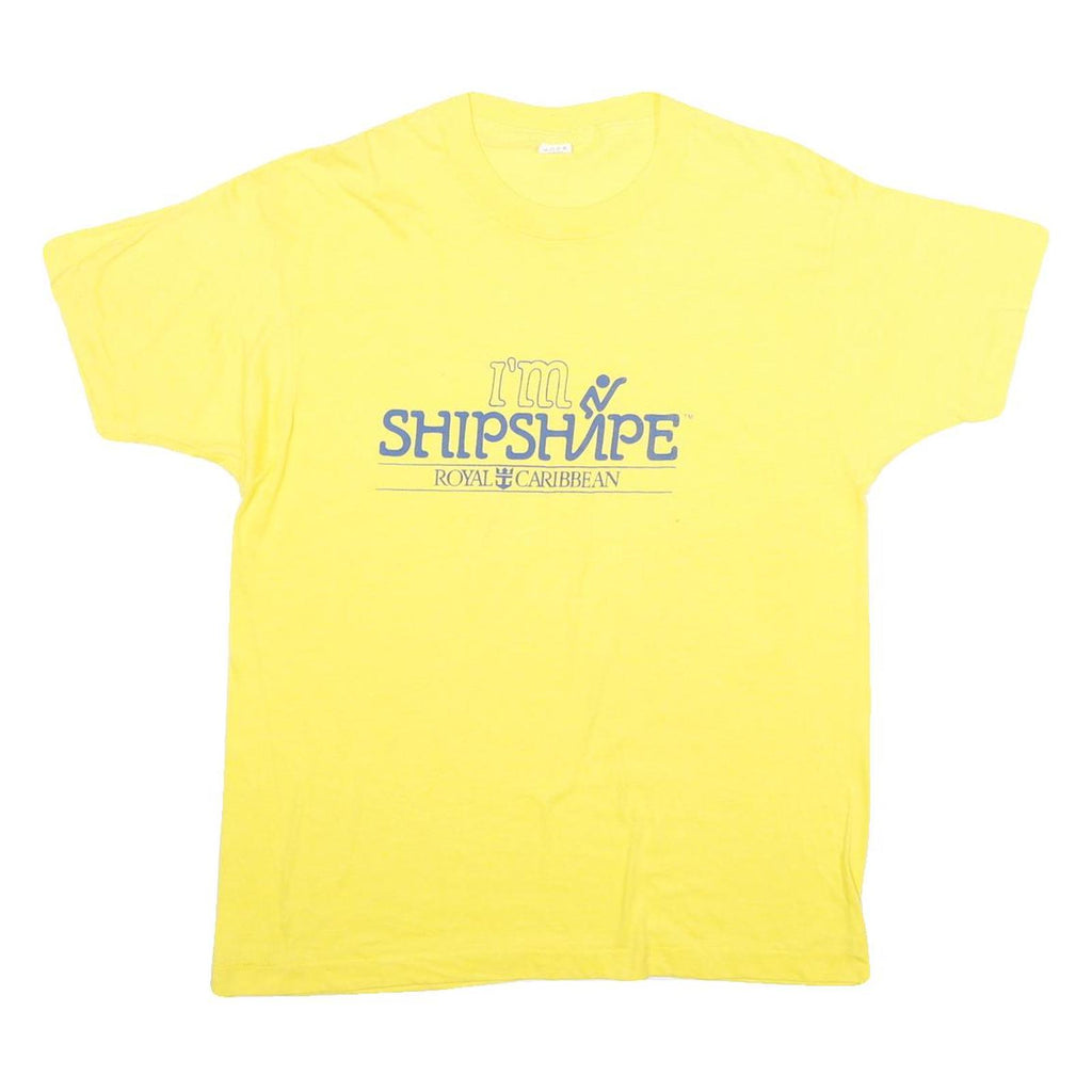 SCREEN STARS Mens Yellow Cotton Blend Regular Fit L Short Sleeve Crew Neck