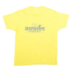 SCREEN STARS Mens Yellow Cotton Blend Regular Fit L Short Sleeve Crew Neck